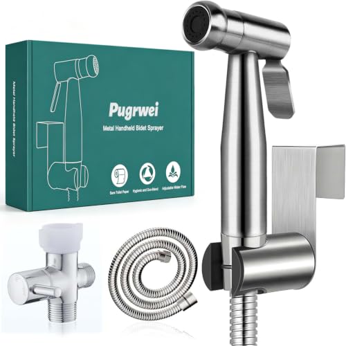 Handheld Bidet Sprayer for Toilet,Premium SUS304 Stainless Steel Bathroom Bidet Sprayer Attachment Set with Anti-Leak Hose&High Pressure, Ideal for Feminine Wash, Cloth Diaper Cleaning&Muslim Shower - color: Grayish White