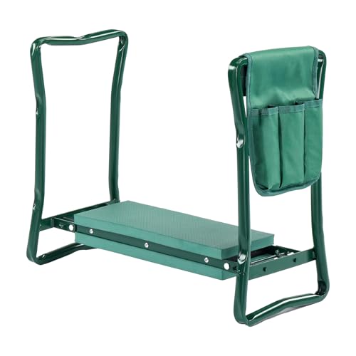 VINGLI 24in Foldable Garden Kneeler and Seat with Tool Pouch, 2-in-1 Function Portable Thicken Soft Kneeling Pad Garden Stool for Backyard, Green, Gifts for Garden Enthusiasts