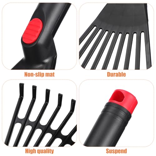 BESPORTBLE 2-Pack Small Hand Rakes - Lightweight Plastic Garden Rakes for Raised Garden Bed, Leaves, Lawns & Tight Spaces, Easy-Grip Ergonomic Handle (No Rust/Bend)