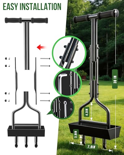 vanpein Lawn Aerator Garden Tool with Soil Core Tray, 38” Manual Grass Plug Aerators, Coring Aeration Tools for Gardening, Soil Compaction, Lawn Yard Care