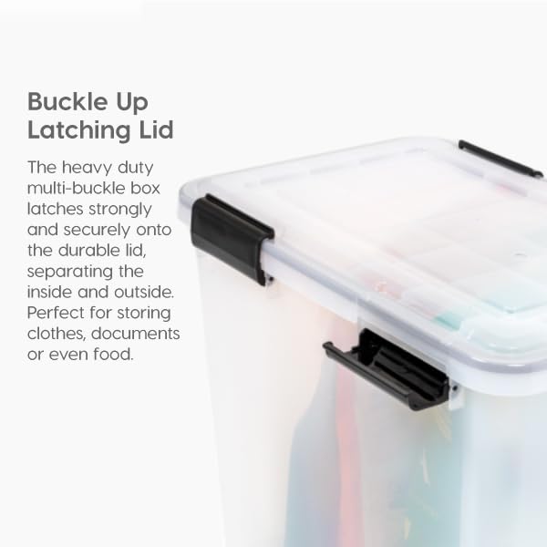 IRIS USA 4-Pack 41 Qt Storage Bins with Gasket Lids, Clear/Black - size: 41 Qt, style: 4 Pack