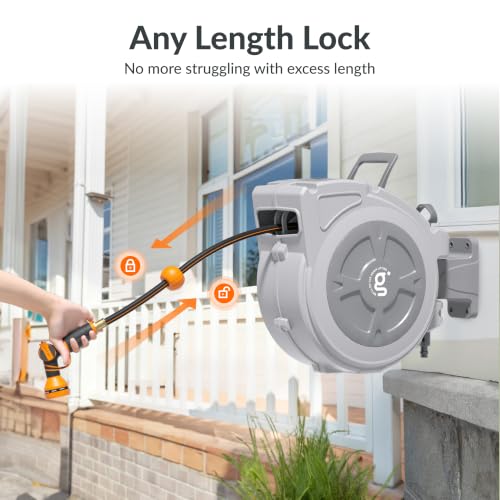 Giraffe Tools Retractable Hose Reel 1/2" x 100 ft with Hose Splitter - size: 100ft