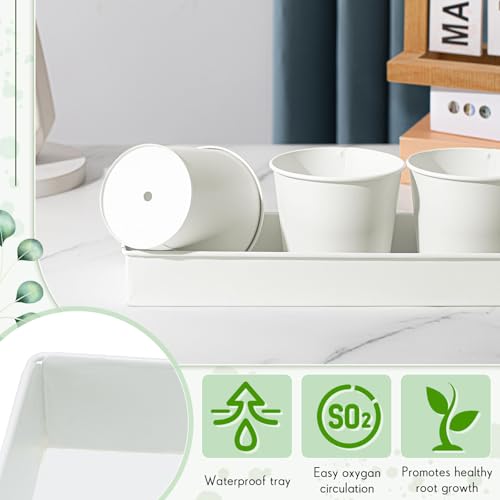 FoldTier 2 Sets Indoor Herb Garden Planter Kit with 10 Metal Pots, White - color: White