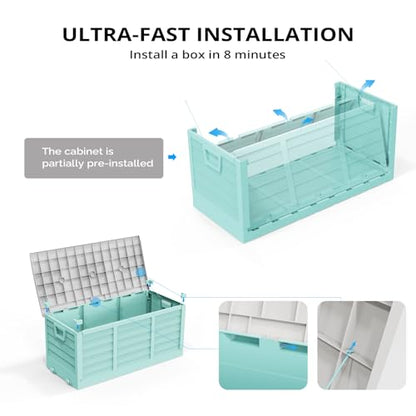 VINGLI 75 Gallon collapsible Outdoor Storage Box - color: Green
