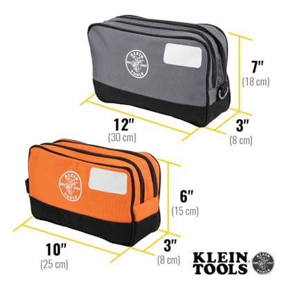 Klein Tools Tool Pouch, Dual Compartments, Heavy-Duty Tool Bag Organizer, Multipurpose Bag - size: 2-Pack