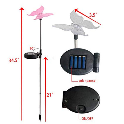 QIDEA Outdoor Solar Butterfly Garden Stake Light for Garden Yard Decor - size: Butterfly 1 pack