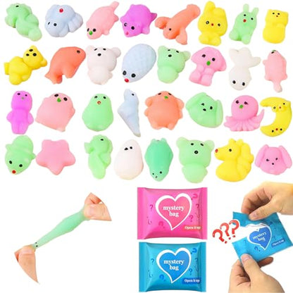 50-Pack Squishy Fidget Toys Blind Bags – Mini Mochi Squishies Mystery Toys for Kids, Party Favors, Classroom Prizes, Goodie Bag Stuffers, Sensory Stress Relief Squeeze Toy - color: Squishy