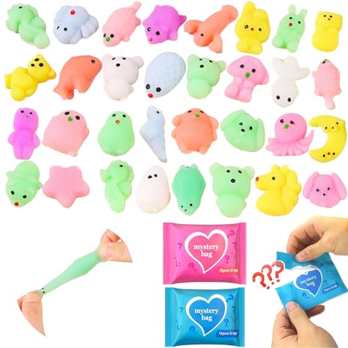 50-Pack Squishy Fidget Toys Blind Bags – Mini Mochi Squishies Mystery Toys for Kids, Party Favors, Classroom Prizes, Goodie Bag Stuffers, Sensory Stress Relief Squeeze Toy - color: Squishy