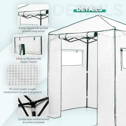 EAGLE PEAK 6x4 Easy Setup Small Pop Up Greenhouse, Clear/White - color: Clear/White, size: 6x4