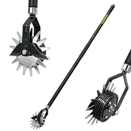 Wheel Rotary Edger Lawn Tool, 66-Inch Manual Grass Edge Trimmer with Adjustable Stainless Steel Handle, Sidewalk Driveway Edger with Cushion Grip for Garden Landscaping
