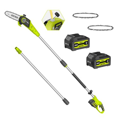 Alloyman Cordless Pole Saw 20V, 8" Chainsaw, Reach Up to 15 FT, 2 Batteries