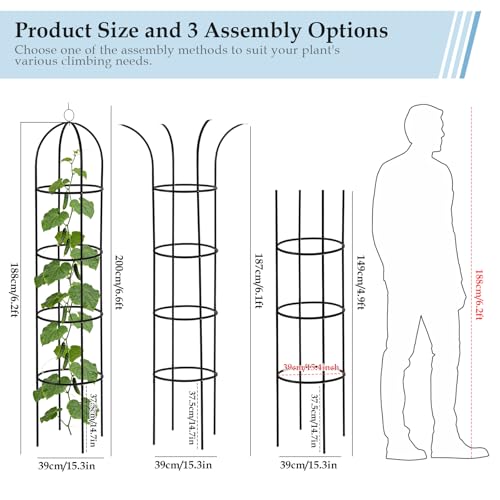 6.6ft 100% Metal Obelisk Trellis for Climbing Plants Outdoor - size: 6.6FT 1PK