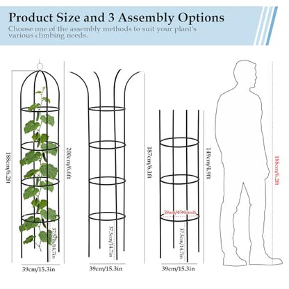 6.6ft 100% Metal Obelisk Trellis for Climbing Plants Outdoor - size: 6.6FT 1PK