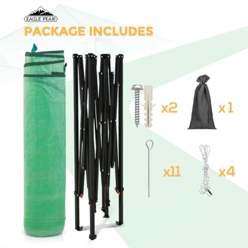 EAGLE PEAK 10x5 Easy Setup Pop Up Greenhouse, Lean-to Design, Clear/Green - color: Clear/Green, size: 10x5
