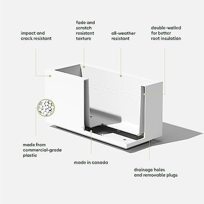 Veradek Block Series Long Box Planter - Rectangular Outdoor Planter - color: White, size: Small - 2 Pack