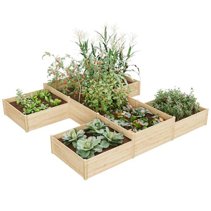 SPECRAFT H-Shaped Raised Garden Bed, 12x12x2 Ft Wooden Planter Box - size: 12 x 12 x 2 FT
