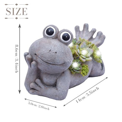 TERESA'S COLLECTIONS Cute Frog Garden Decor with Solar Light 5.5" - size: Medium