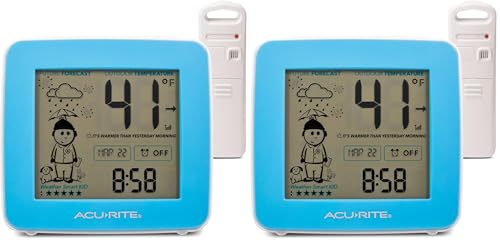 AcuRite What-to-Wear Weather Station with Alarm Clock, Time, Date, and Wireless Outdoor Sensor for Hyperlocal Forecast and Outdoor Temperature (00777) (Pack of 2) - size: (Pack of 2)