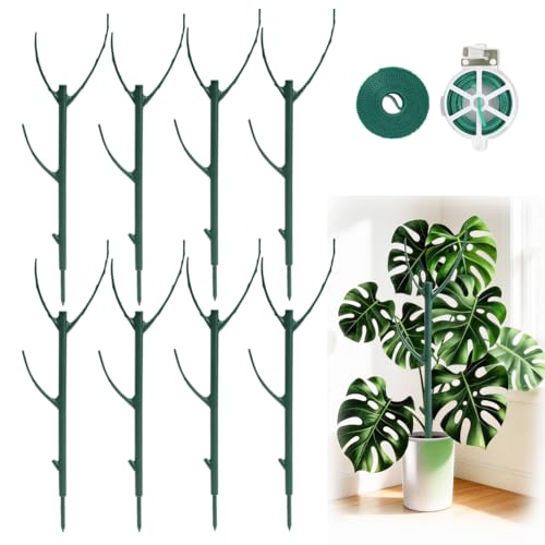8 Pack Stackable Monstera Plant Support Stakes,8Pcs 11 Inch Climbing Plant Sticks Structures with Garden Ties, Durable Alternative to Moss Pole for Indoor Outdoor Plants - size: 8 Pack