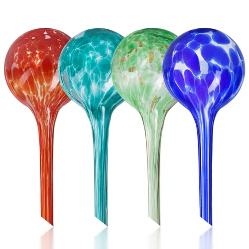 Plant Watering Devices for Indoor & Outdoor Plants, 5 Day Irrigation, Colored Glass, Automatic Water Bulbs, Plant Waterer - style: Set of 4 Small