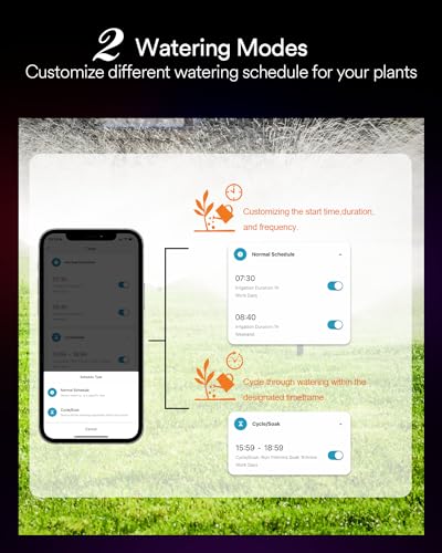 Lumary WiFi Water Timer for Garden Hose, Battery Sprinkler Timer for Watering Brass Inlet Outdoor, Rain Delay/Remote/Manual/Automatic Drip Irrigation System Programmable Faucet, Compatible with Alexa