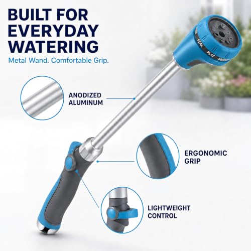 18 Inch Watering Wand for Garden Hose with 8 Spray Patterns