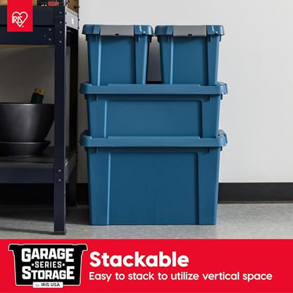 IRIS USA 4-Pack 19 Gal Heavy Duty Lockable Storage Totes with lids, Navy - color: Navy, size: 20 Gal - 4 Pack