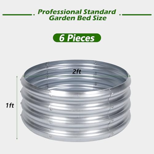 PINPON 3-Pack Galvanized Garden Bed 2x2x1ft Round Planter & Fire Pit Ring - size: 3P-2x2x1ft