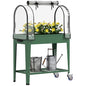 Outsunny Raised Garden Bed with Greenhouse Cover, Lockable Wheels, Green