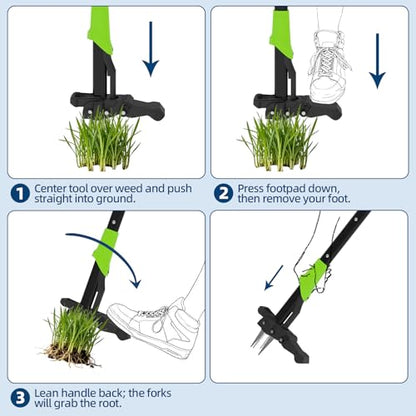 Garvee 40" Long Handle Stand Up Weed Puller - 4-Claw with Ejector Gardening Hand Weeding Tool Easy-Eject Easily Remove Weeds Without Bending, Pulling, or Kneeling.