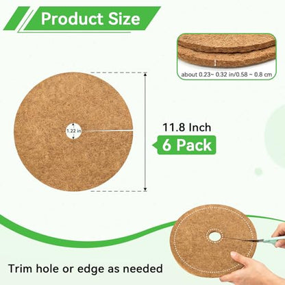 ZeeDix 11.8 Inch Coconut Fiber Tree Ring Mulch Mat, 6 Pack Tree Mulch Ring - color: 6 Pack, size: 11.8 Inch