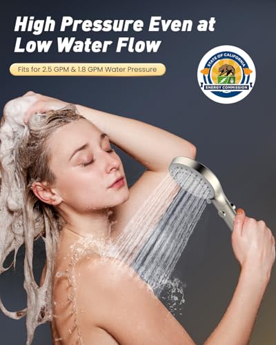 FASDUNT High Pressure Handheld Shower Head with Hose, Brushed Nickel - color: Brushed Nickel, style: 6 Spray-Settings