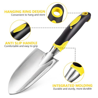 3 Pcs Heavy Duty Garden Tool Set, Garden Shovel Trowel, Weeding Hand Rake