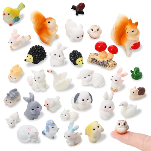 30 Pcs Mini Resin Animals Tiny Forest Animal Figurines to Hide