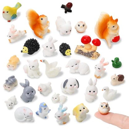 30 Pcs Mini Resin Animals Tiny Forest Animal Figurines to Hide
