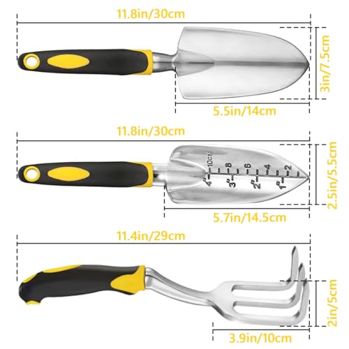 3 Pcs Heavy Duty Garden Tool Set, Garden Shovel Trowel, Weeding Hand Rake