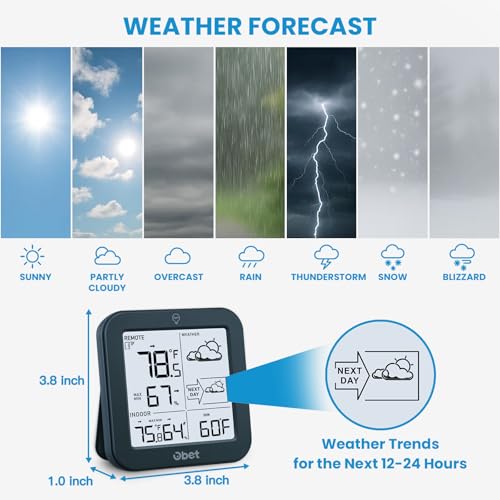 Indoor Outdoor Thermometer Wireless Weather Station Hygrometer Black