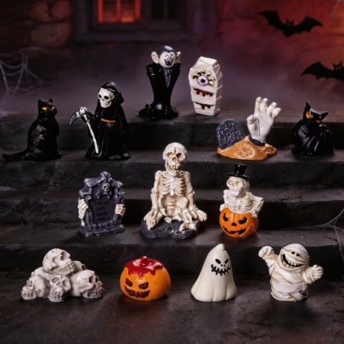 13PCS Halloween Mini Resin Figures, 13 Styles Halloween Figurines - color: Halloween Fixed-c