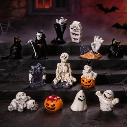 13PCS Halloween Mini Resin Figures, 13 Styles Halloween Figurines - color: Halloween Fixed-c