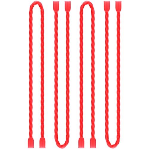 4Pcs 24-inch Silicone Cable Ties Reusable Steel-Core Silicone Twist Cable Tie Straps for Bundling and Organizing Colorful Bendable Holder Strap for Indoor and Out All Purpose, Red - color: Red, size: 24 Inch