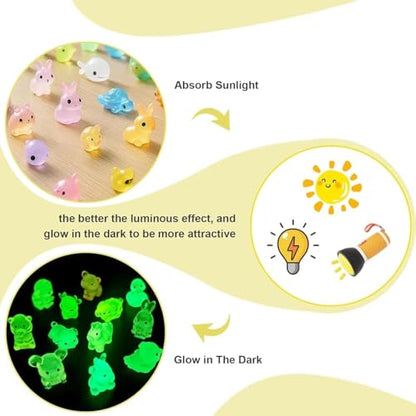 50PCS Luminous Mini Resin Animals, Random Style Resin Animals Variety Pack - color: Glow Animals
