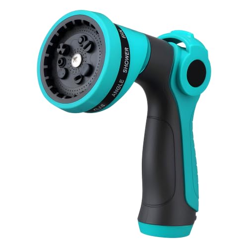 Garden Hose Nozzle Sprayer - 10 Spray Patterns, THUMB CONTROL On Off Valve Heavy Duty Hose Sprayer Nozzle for Watering Plants & Lawns, Washing Cars & Pets - Outdoor Water Hose Nozzle Head Attachment - color: Blue-dark