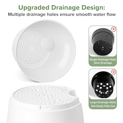 GARDIFE 2026 Upgraded Self Watering Plant Pots with Drainage Hole, 8/7/6.5/6/5.5/5/4 Inch Flower Planting Containers for House Plants, African Violet, Flowers, Cactus (White, 8+7+6.5+6+5.5+5+4 inch) - color: 8-white-upgraded, size: 8+7+6.5+6+5.5+5+4 inch
