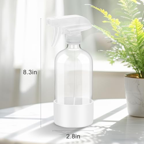Glass Spray Bottles - 2 Pack 16 oz Clear Spray Bottles with Silicone Sleeve - color: White