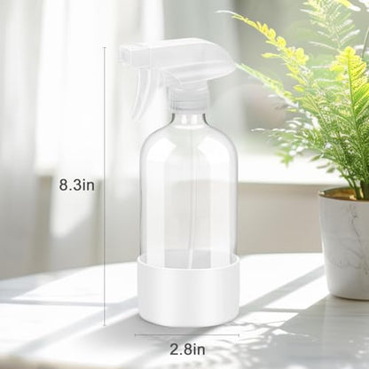 Glass Spray Bottles - 2 Pack 16 oz Clear Spray Bottles with Silicone Sleeve - color: White