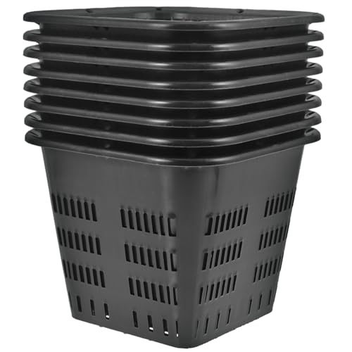 BESPORTBLE Hydroponic Net Pots: 8pcs Slotted Mesh Net Cups, Hydroponic Square Cups Mesh Planting Cups Plastic Net Pots for Hydroponics