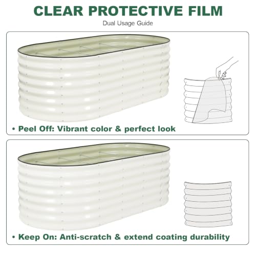 24" Tall Galvanized Raised Garden Bed Outdoor, 6x3x2ft, White - color: Pearl White, size: 6×3×2ft (1 Pack)