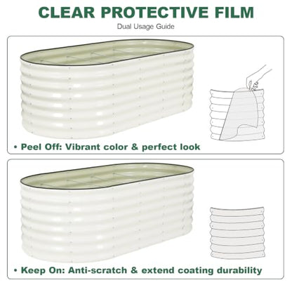 24" Tall Galvanized Raised Garden Bed Outdoor, 6x3x2ft, White - color: Pearl White, size: 6×3×2ft (1 Pack)