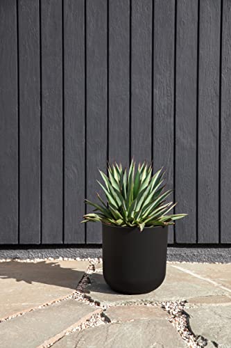 Veradek Mason Series Lima Planter - Large Round Outdoor Planter - color: Black, size: 10 inches