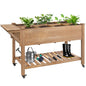 ketive Raised Garden Bed with Lockable Wheels Mobile Elevated Wood Planter,Storage Shelf, Protective Liner,55.5x24x32in (Brown) - size: 55.5" x 24" x 33"